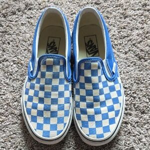 Vans Blue and White Checkered Shoes